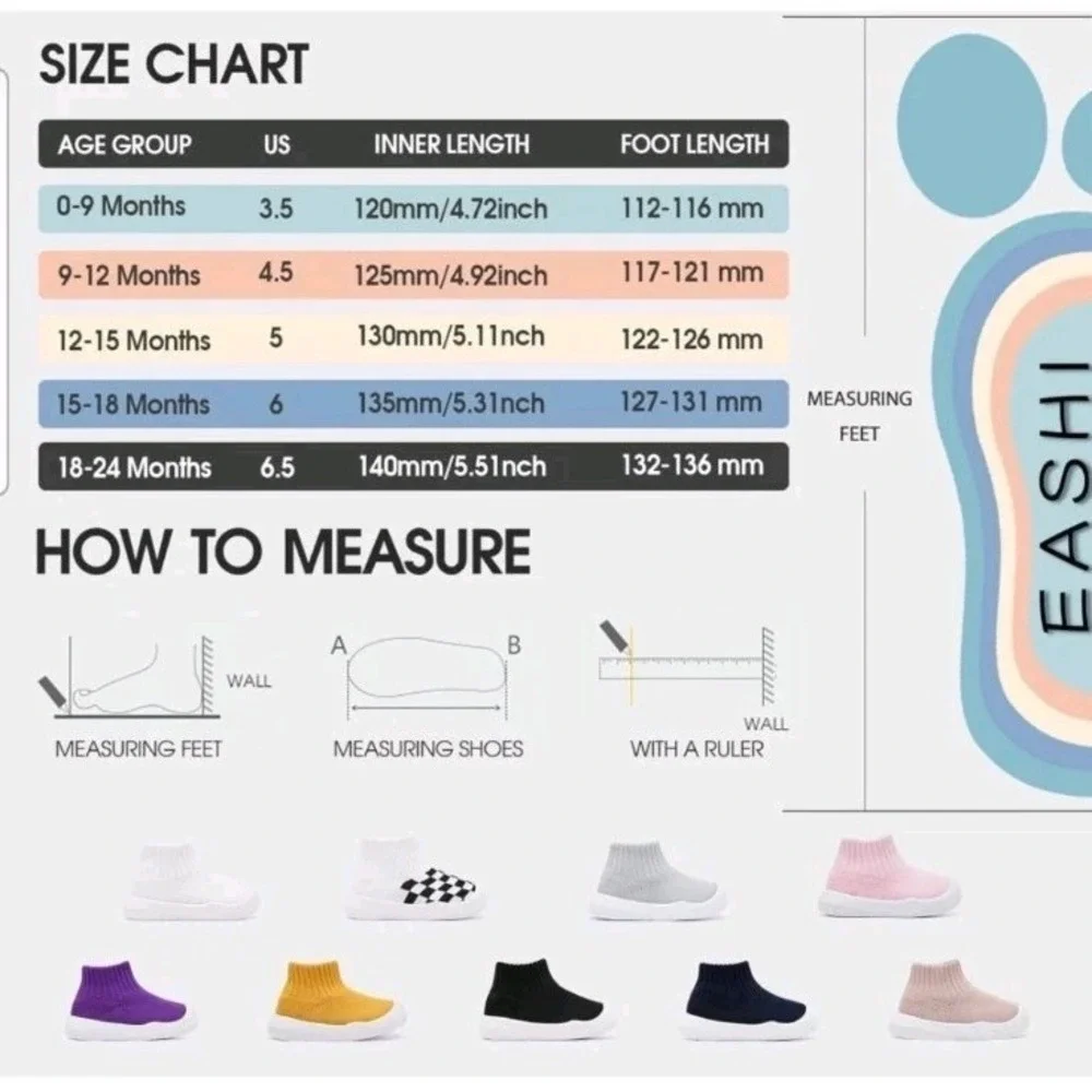 Eashi Baby Boy‎ Girl Non-Skid Indoor Infant Walking Shoes Breathable 9-12 Months